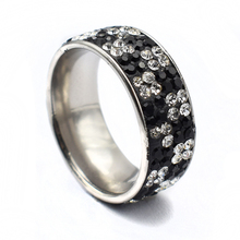 Newest 4 Rows Black White Crystal Stainless Steel Ring for Women Vintage Wedding Rings Jewelry for Party Gift Width 8mm 2024 - buy cheap