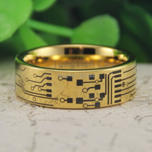 YGK Tungsten Ring YGK JEWELRY Hot Sales 8MM CIRCUIT BOARD His/Her Gold Color Pipe Mens Fashion Tungsten Wedding Ring 2024 - buy cheap