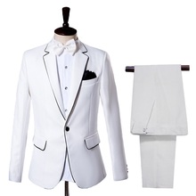 2019 White Men's Slim Fit Business Suit Men Elegant Casual Fashion Suit Men Wedding Tuxedo Gentleman Suit Jacket Pants Costume 2024 - buy cheap