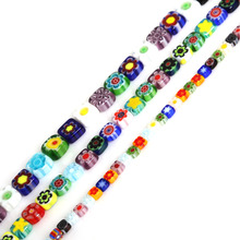 New Arrival 6mm 8mm Round /Square Shape Beads Glass Millefiori Flower Lampwork Beads for DIY BraceletS Jewelry Making Crafts 2023 - buy cheap