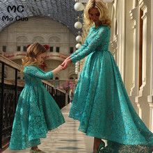 2018 vestido de festa longo Hunter Evening Dress Full Sleeve Lace Mother and Girls Matching Dress Mother of the Bride Dresses 2024 - buy cheap