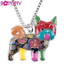 Bonsny Maxi Statement  Alloy Yorkie Yorkshire Dog Choker Necklace Chain Collar Shiz Tzu Pendant Fashion  Enamel Jewelry  Women 2024 - buy cheap