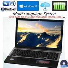 8GB RAM+30GB SSD and 320GB HDD Intel Core i7 cpu Laptops 15.6" 1920x1080P HD Windows 10 Notebook With DVD-RW For Office Home 2024 - buy cheap
