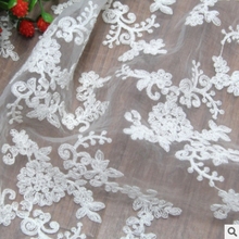 Net bottom lace white embroidery fabric milk silk dress dress DIY handmade clothing fabric 2024 - buy cheap