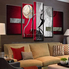 large modern abstract oil painting on canvas red silver dancers wall pictures dancing women art painting for living room decor 2024 - buy cheap