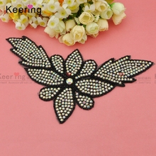 Fashion Black Beads AB Rhinestones Applique For Neck Decoration WRA-425 2024 - buy cheap