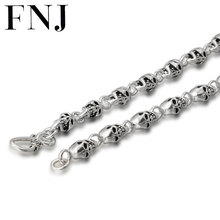 FNJ-collares de cadena de calavera para hombre y mujer, de plata 925 de 50cm a 65cm, Plata tailandesa S925 Original, joyería Punk 2024 - compra barato