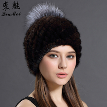 Women Hat Beanies Of Winter Genuine Fur Caps Real Mink Fur With Balls Hat Caps For Girls Fashion Russian Ushanka Cap 2024 - buy cheap