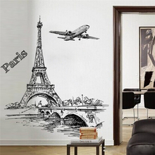 creative sketch tower bridge wall decals bedroom home decor 50*70cm scenery wall stickers pvc mural art diy posters 2024 - buy cheap