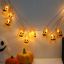 10 LED Pumpkin String Halloween Decor Lights All Hallows' Day Christmas Party Garden Decoration Lanterns Lamp 2*AA Battery