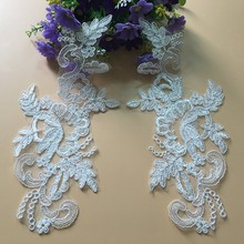 Apliques de encaje blanco de poliéster, accesorios de costura de alta calidad para ropa, decoración de boda, 2 piezas 2024 - compra barato