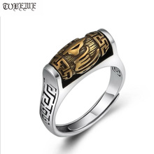 Кольцо из тибетского серебра 925 пробы с шестью словами ручной работы, вращающееся кольцо с изменяемым размером 2024 - купить недорого
