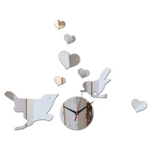 Зеркальная Наклейка «сделай сам», акриловое настенное украшение для дома, современные часы для гостиной с животными и птицами 2024 - купить недорого