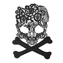 Black Skull Lace Embroidered Neckline Collar Trim Clothes Fabric Sewing Supplies Craft Wedding Dress Applique Lace 2024 - buy cheap