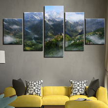 Pósteres lienzo pinturas modulares 5 piezas montaña río Natural imágenes de paisaje HD impresión decoración hogar Pared de salón arte 2024 - compra barato