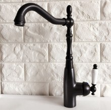 Kitchen Wet Bar Bathroom Vessel Sink Faucet Black Oil Rubbed Bronze One Handle Swivel Spout Mixer Tap Single Hole mnf379 2024 - buy cheap