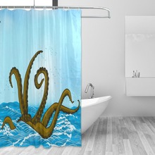 Cortina de chuveiro polvo personalizada, cortina impermeável de poliéster com tecido para banho, com tema oceano, para casa de banho e 12 ganchos 2024 - compre barato
