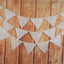 Vintage Wedding Bunting Rustic Burlap Banner Lace Fabric Pennant Garlands Wedding Decoration Party Supplies 2024 - buy cheap