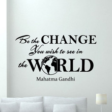 Mahatma-Póster de vinilo con frase Be The Change You Wish To ver In The World, pegatina de pared inspiradora, Mural X49 2024 - compra barato