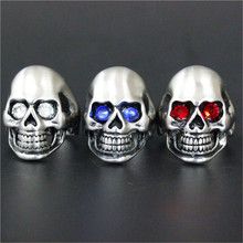 1pc Support Drop Ship Dull Polish Crystal Eyes Skull Ring 316L Stainless Steel Jewelry Men Boys Biker Style Ring 2024 - buy cheap