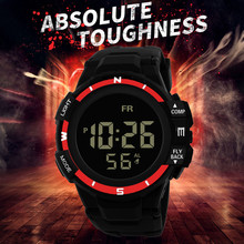 Мужские водонепроницаемые часы с ЖК-дисплеем, цифровые армейские спортивные резиновые часы, светодиодные водонепроницаемые наручные часы, reloj Q 2024 - купить недорого