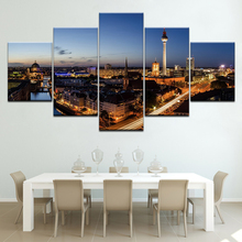 Printed city night scenery picture painting canvas frame 5 Panels Wall Art modern Modular Poster for Living Room Home Decor 2024 - buy cheap