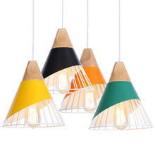 Lámpara colgante LED de diseño nórdico, moderna, de hierro, madera, Edison, luces industriales para Loft, Color colgante de decoración para el hogar 2024 - compra barato