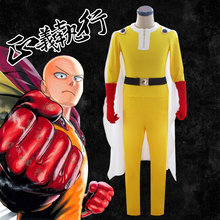 Conjunto de Cosplay de ONE PUNCH-MAN Saitama, mono amarillo de Anime, capa blanca, guantes, cinturón, 4 Uds. 2024 - compra barato