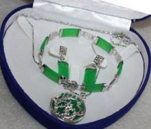 Green Chrysoprase pendant Errings Bracelet set --No box AAAAS>free shipping 2024 - buy cheap