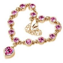 New 6 colors Beautiful Bracelet for Women Colorful Austrian Crystal Fashion Heart Crystal Rhinestone Chain Bracelet Gift 2024 - buy cheap