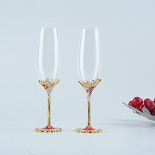 Wedding Glasses Champagne Enamel Color Gold Champagne Flutes Sunflower Glass Base Decorated High Grad Glassware & Drinkware 2024 - buy cheap