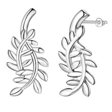 leaf simple Top quality free shipping silver plated Earrings for women fashion jewelry /ZUEWNXMO UIEIOHFF 2024 - buy cheap