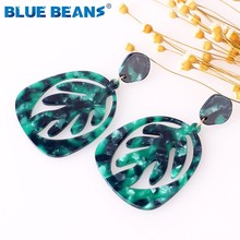 Leaf Green Earrings Acrylic Boho Acetate Drop Fashion For Women Geometric Big Dangle Drop Earings Resin statement Blue Beans New 2024 - buy cheap