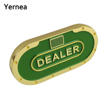 Yernea New Texas DEALER Poker Chips 1Pcs Pressing Metal Double-faced Ellipse Chip Table Game Competition Club 2024 - buy cheap