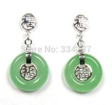 brinco wedding wholesale good 13MM NATURAL GREEN GEM 925 SILVER FORTUNE POST EARRINGS for women jewelry silver-jewelry 2024 - buy cheap
