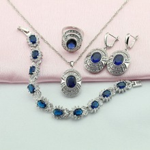 WPAITKYS Fashion Blue Cubic Zirconia Silver Color Jewelry Sets For Women Earring Pendant Necklace Ring Bracelet Free Gift Box 2024 - buy cheap