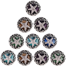 10pcs/lot 18mm Snap Button Jewelry Rhinestone Starfish Big Gold Metal Snap Buttons Bracelet Fit DIY Snap 2018 fashion Jewelry 2024 - buy cheap
