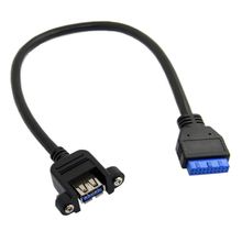 USB 3,0 puerto único A hembra Tornillo de montaje tipo hasta angulado placa base 20pin Cable de cabeza 25cm 2024 - compra barato
