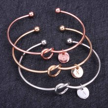 Simple Love Knot 26 Letter Initial Bracelet for Women Gold Silver Heart Cuff Bangles Adjustable Trendy Designer Jewelry Gifts 2024 - buy cheap