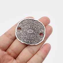 Conectores de disco ovalados de plata tibetana/bronce, colgante de flor Bohemia para pulsera, accesorios de joyería, 5 uds. 2024 - compra barato