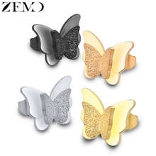 ZEMO Rose Gold Butterfly Stud Earring Female 316L Stainless Steel Black Earrings Ear Piercing Studs for Women Children's Earring 2024 - compre barato