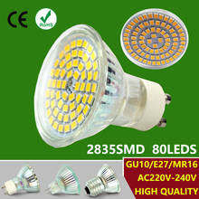 NEW LED Spotlight GU10 LED lamp MR16 80LEDS AC 220V Heat-resistant Glass Body 2835 SMD White/Warm White LED Bulb E27 lighting 2024 - buy cheap