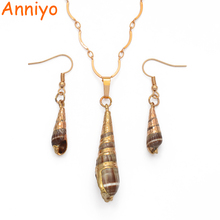 Anniyo New Light Gold Color Shell Necklaces & Earrings sets Papua New Guinea PNG Shellfish Jewellery #115106 2024 - buy cheap