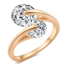 Anillos de Compromiso de circonita para mujer, color dorado, anillos de boda para mujer, anel Cristales austriacos, joyería ajustable libre 2024 - compra barato