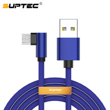 SUPTEC-Cable Micro USB de carga rápida para móvil, Cable de carga de datos de 90 grados, 3A, para Huawei, LG, Samsung 2024 - compra barato