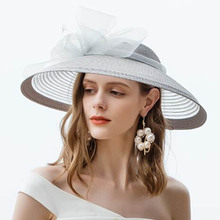 Black White Wedding Large Wide Brim Women Hats Vintage Fedoras Elegant Bow Kentucky Derby Church Tea Party Hat Chapeau Feutre 2024 - buy cheap