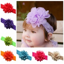 Chiffon flower Baby elastic Lace headband children accessories Lace hair ribbon elastic newborn baby headbands 18colors 2024 - buy cheap