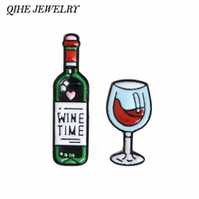 QIHE JEWELRY Bottle and wine pins Lapel pins Enamel pins Badges Brooches for men women unisex Food jewelry Gift for wine lover 2024 - buy cheap