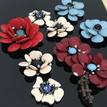 flower rhinestones bead brooch patches applique crystal fabric sew on patch fashion clothing bags decoration patch 2024 - buy cheap