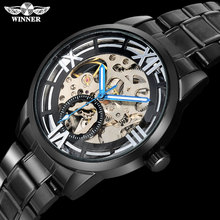 WINNER luxury men mechanical watches famous brand automataic wristwatches fashion skeleton watches black case relogio masculino 2024 - buy cheap